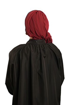 Bordo Pratik Hazır Geçmeli Bone Şal Şifon Düz 2506_16