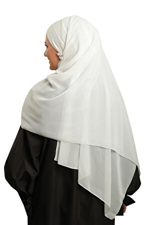 Krem Pratik Hazır Geçmeli Bone Şal Şifon Düz 2506_40