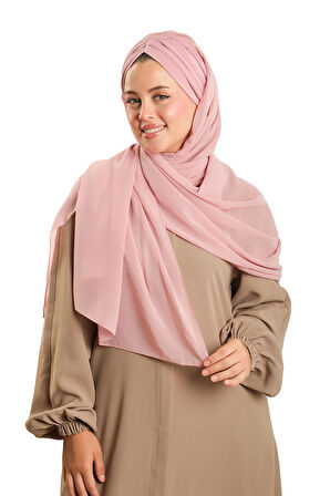 Pudra Pratik Hazır Geçmeli Bone Şal Şifon Drapeli 2507_06