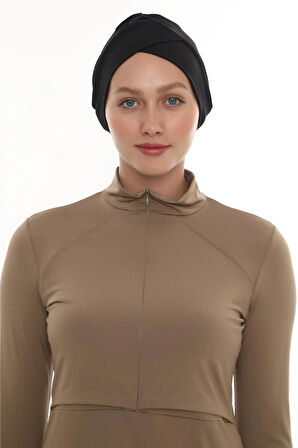 Siyah Pratik Hazır Geçmeli Deniz Havuz Bonesi Swimmy Çapraz 2508_01