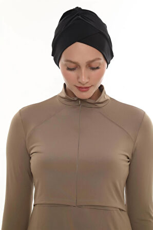 Siyah Pratik Hazır Geçmeli Deniz Havuz Bonesi Swimmy Çapraz 2508_01