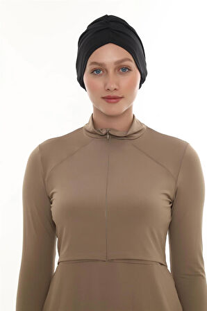 Siyah Pratik Hazır Geçmeli Deniz Havuz Bonesi Swimmy Drapeli 2509_01