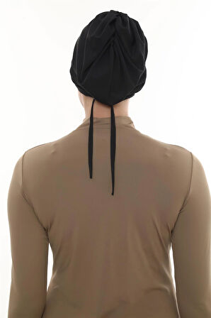 Siyah Pratik Hazır Geçmeli Deniz Havuz Bonesi Swimmy Drapeli 2509_01