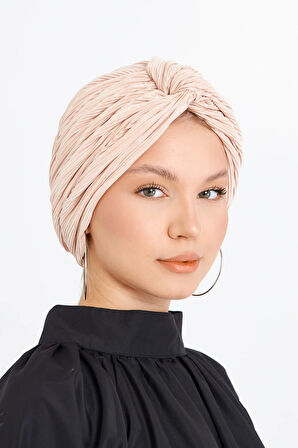 Pudra Çapraz Büzgülü Tesettür Bone Fukuro Piliseli 2512_06