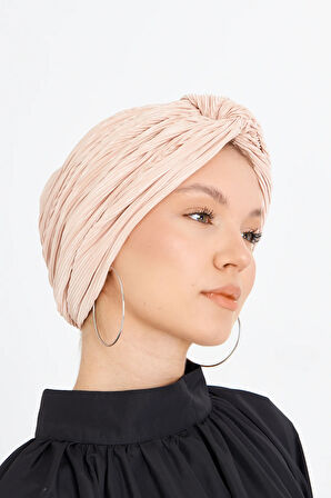 Pudra Çapraz Büzgülü Tesettür Bone Fukuro Piliseli 2512_06