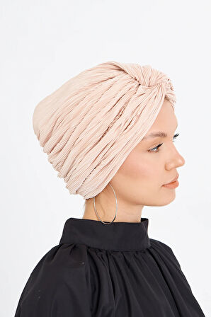 Pudra Çapraz Büzgülü Tesettür Bone Fukuro Piliseli 2512_06