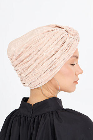 Pudra Çapraz Büzgülü Tesettür Bone Fukuro Piliseli 2512_06