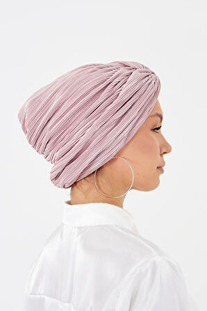 Gül Kurusu Çapraz Büzgülü Tesettür Bone Fukuro Piliseli 2512_18