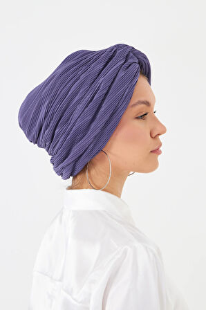 Mor Çapraz Büzgülü Tesettür Bone Fukuro Piliseli 2512_22