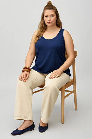 A Kesim Büyük Beden Pamuklu Kalın Askılı Atlet Tişört