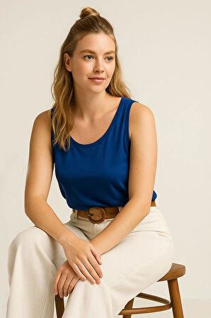 A Kesim Büyük Beden Pamuklu Kalın Askılı Atlet Tişört