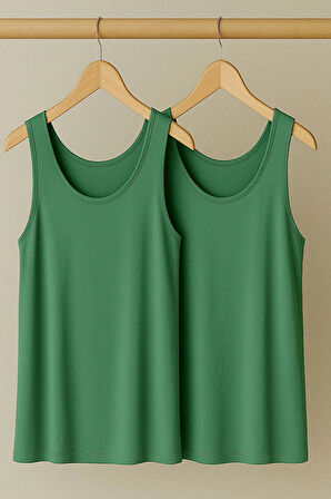 2 Adet A Kesim Pamuklu Kalın Askılı Atlet Tişört