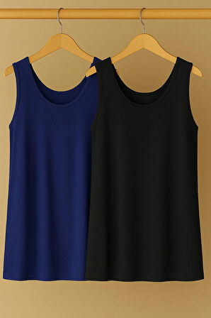 2 Adet A Kesim Pamuklu Kalın Askılı Atlet Tişört