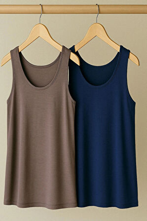 2 Adet A Kesim Pamuklu Kalın Askılı Atlet Tişört