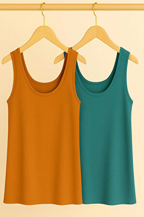 2 Adet A Kesim Pamuklu Kalın Askılı Atlet Tişört