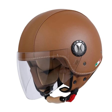 Sway Sw 701 Deri Mat Kahverengi Kask