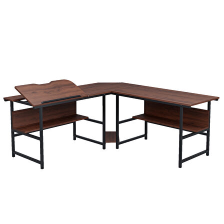  300-C Ceviz L Bilgisayar ve Çizim Masası