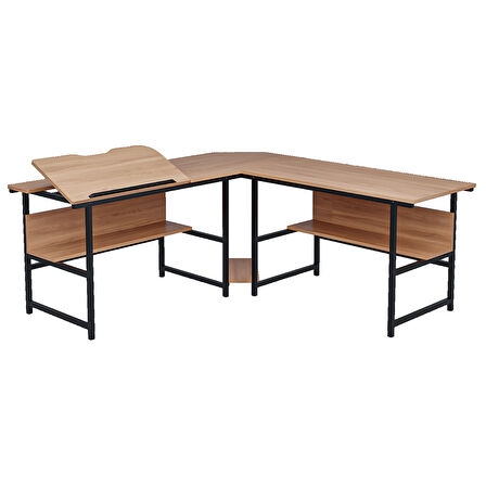 300-E Açık Ceviz (Ebru) L Bilgisayar ve Çizim Masası 