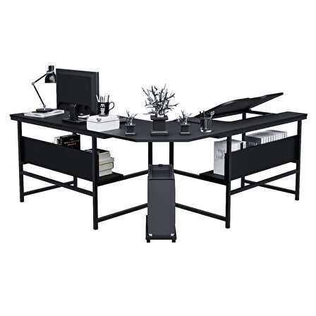  300-S Siyah L Bilgisayar ve Çizim Masası