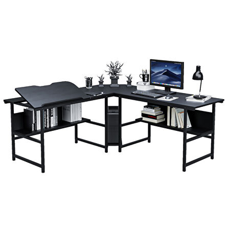  300-S Siyah L Bilgisayar ve Çizim Masası