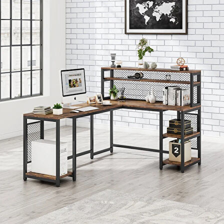 400-C Tel Kafes Detaylı L Masa - Ofis, Bilgisayar ve Çalışma Masası 