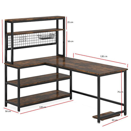 524-C Ters Çevrilebilir L Şeklinde Masa 