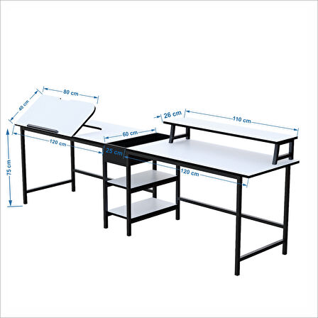 530-B Bilgisayar Masası, Ekstra Uzun İki Kişilik Masa, Oyun Masa 