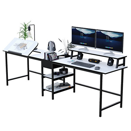 530-B Bilgisayar Masası, Ekstra Uzun İki Kişilik Masa, Oyun Masa 