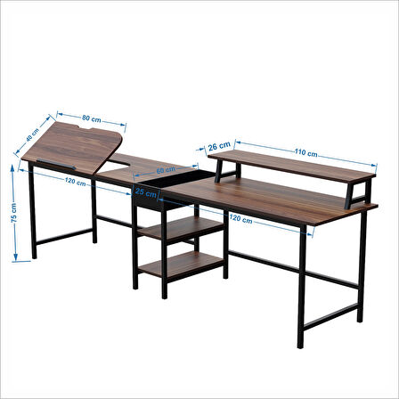  530-C Bilgisayar Masası, Ekstra Uzun İki Kişilik Masa, Oyun Masa