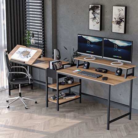 530-E Bilgisayar Masası, Ekstra Uzun İki Kişilik Masa, Oyun Masa 