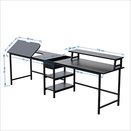 530-S Bilgisayar Masası, Ekstra Uzun İki Kişilik Masa, Oyun Masa 