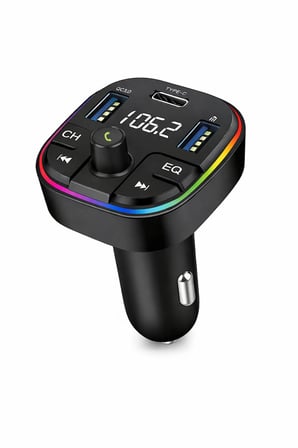 20w Araç İçi Bluetooth FM Transmitter RGB Işıklı Çift USB + Type-C