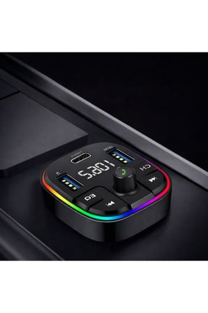 20w Araç İçi Bluetooth FM Transmitter RGB Işıklı Çift USB + Type-C