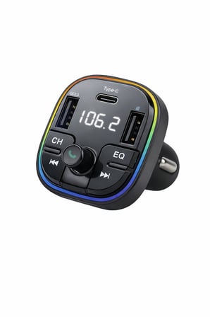 20w Araç İçi Bluetooth FM Transmitter RGB Işıklı Çift USB + Type-C