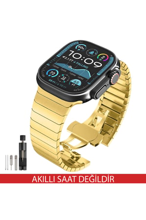 Apple Watch 12 11 10 46mm 9 8 7 6 SE Ultra Uyumlu 42-44-45-49mm Titanyum Çelik Paslanmaz Kordon