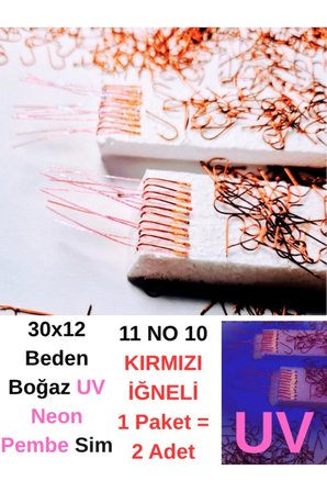 ea genset Çapari, İstavrit Çaparisi, 30x12 Beden, Uv Neon Pembe Sim, 11 No Kırmızı İğne, 10 İğneli Çapari 2li Paket