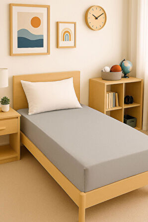 2 Adet Düz Pamuklu Tek Kişilik 80 x 200 x 30 cm Lastikli Penye Çarşaf