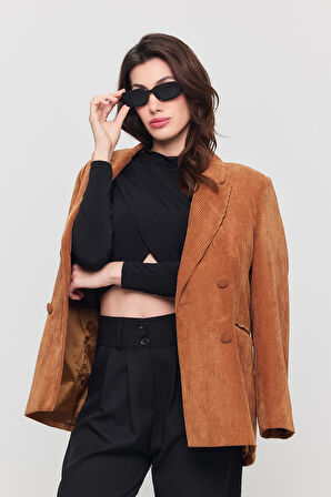 Kadın Siyah Crop Verev Bluz