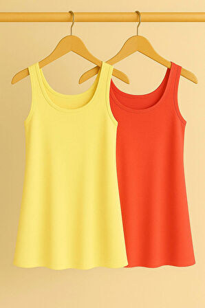 2 Adet A Kesim Rahat Kalıp Basic Kalın Askılı Atlet Tişört