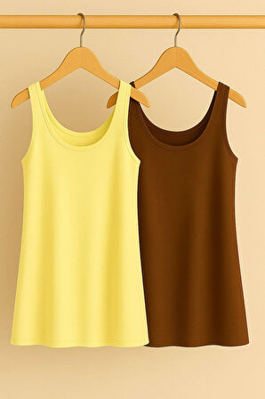 2 Adet A Kesim Rahat Kalıp Basic Kalın Askılı Atlet Tişört