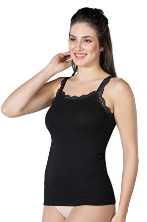 SİYAH MI Emay 1411 Modal Cotton Dantelli Atlet