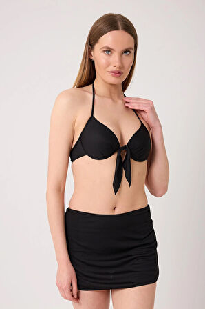 Kadın Dolgulu Takım Etekli Siyah Bikini