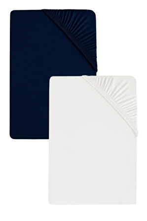 2 Adet Battal Boy Düz Pamuklu Çift Kişilik 200 x 200 cm Lastikli Penye Çarşaf