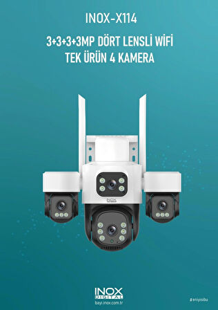 inox X114 4X3MP 4 Lensli  4 Kameralı Wifi PTZ Kamera