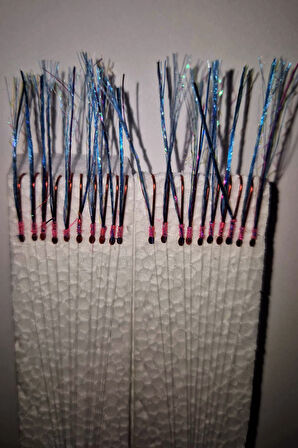 Eagenset Çapari İstavrit Çaparisi, 15x12 Beden, Mavi - Fuşya Sim, 11 No Kırmızı İğne, 10 İğneli, 2li Paket