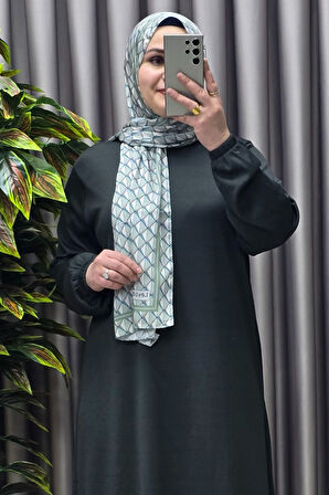 Kadın Büyük Beden Hakim Yaka Fitilli Nevra Elbise 