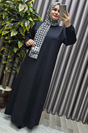 Kadın Büyük Beden Hakim Yaka Fitilli Nevra Elbise 