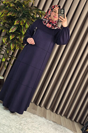 Kadın Tesettür Büyük Beden Giyim Nervür Elbise 