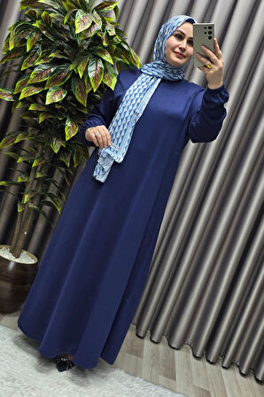 Kadın Büyük Beden Hakim Yaka Fitilli Nevra Elbise 