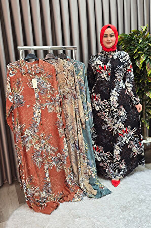 Kadın Tesettür Büyük Beden Giyim Palmiye Gömlek Elbise 